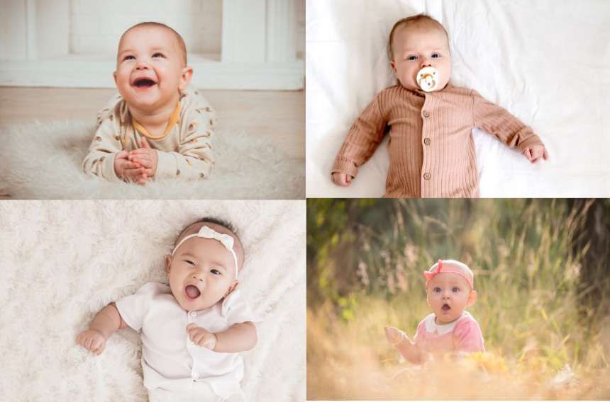 Untitled design – 1 Four separate photos of babies